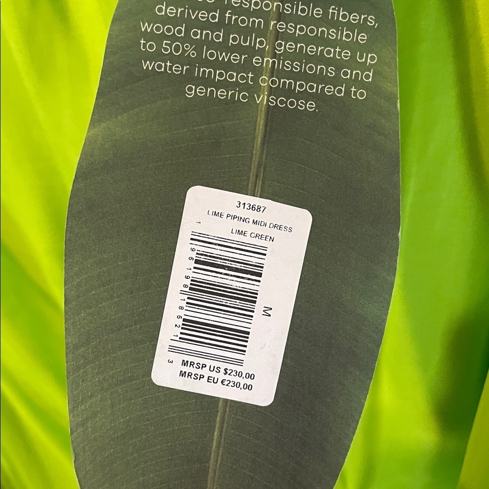 NWT FARM Rio Lime Piping Midi dress - Picture 11 of 11